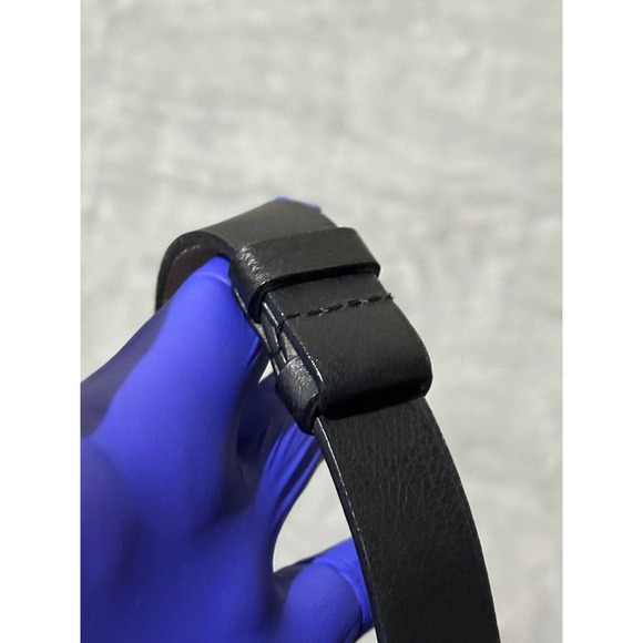 Chicos Black Genuine Leather Belt Oval Silver Tone Chain Detail Buckle M/L - Picture 6 of 8